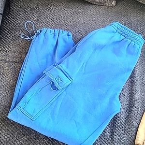 COPY - Baby blue sweats cargo style draw string ankle